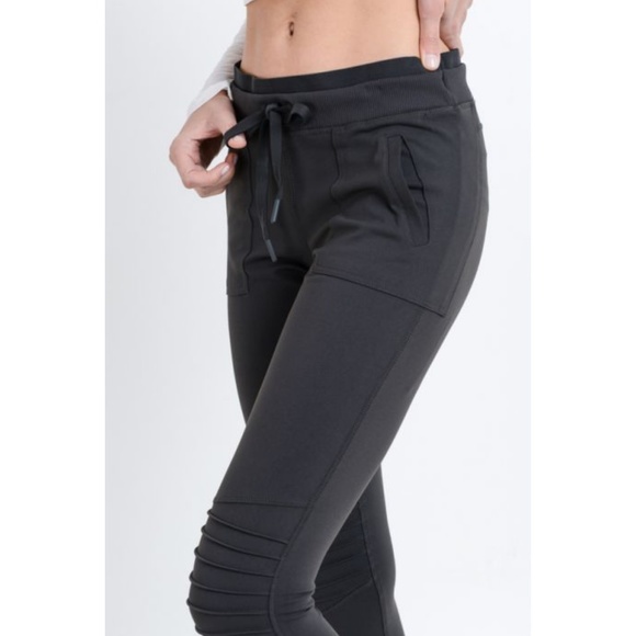 Mono B Pants - Skinny Cargo Moto Hybrid Joggers - Charcoal-Grey